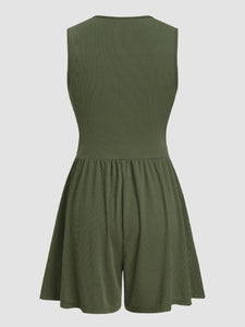 Ruched Plunge Sleeveless Romper