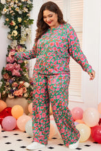 Load image into Gallery viewer, Plus Size Printed Round Neck Long Sleeve Top and Pants Set