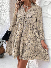 Load image into Gallery viewer, Tied Printed Long Sleeve Mini Dress