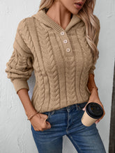 Load image into Gallery viewer, Cable-Knit Long Sleeve Hooded Sweater