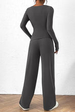 Load image into Gallery viewer, Round Neck Long Sleeve Top and Pants Set