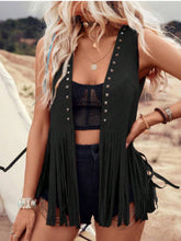 Load image into Gallery viewer, Fringe Studded Open Front Vest Coat