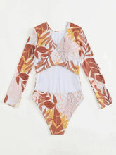 Load image into Gallery viewer, Crisscross Round Neck Long Sleeve Swimwear