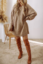 Load image into Gallery viewer, Cable-Knit Round Neck Sweater Dress