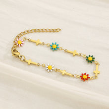 Load image into Gallery viewer, Flower &amp; Cross Stainless Steel Bracelet