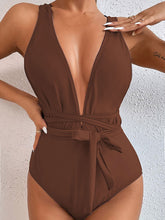 Load image into Gallery viewer, Tied Crisscross Wide Strap One-Piece Swimwear