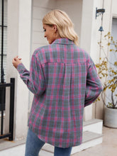 Load image into Gallery viewer, Mandy Pocketed Plaid Collared Neck Long Sleeve Shirt