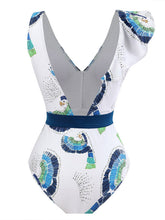 Load image into Gallery viewer, Tied Printed V-Neck Sleeveless One-Piece Swimwear