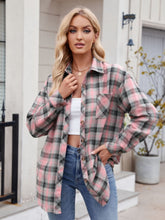 Load image into Gallery viewer, Mandy Pocketed Plaid Collared Neck Long Sleeve Shirt