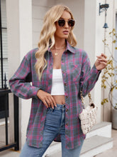 Load image into Gallery viewer, Mandy Pocketed Plaid Collared Neck Long Sleeve Shirt