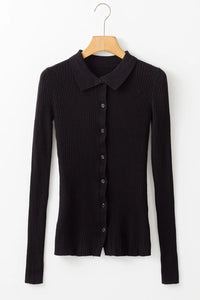 Button Up Collared Neck Cardigan