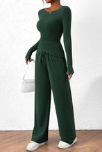 Load image into Gallery viewer, Round Neck Long Sleeve Top and Pants Set