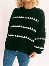 Load image into Gallery viewer, Contrast Stripes Round Neck Long Sleeve Sweater