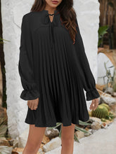 Load image into Gallery viewer, Tie Neck Flounce Sleeve Mini Dress