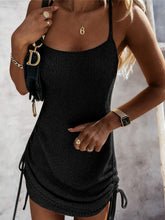 Load image into Gallery viewer, Drawstring Scoop Neck Spaghetti Strap Knit Dress