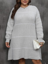 Load image into Gallery viewer, Plus Size Round Neck Long Sleeve Sweater Dress