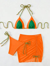 Load image into Gallery viewer, Contrast Tied Three-Piece Swim Set