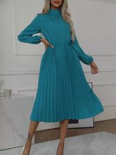 Load image into Gallery viewer, Mock Neck Long Sleeve Pleated Dress