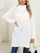 Load image into Gallery viewer, Slit Turtleneck Long Sleeve Sweater