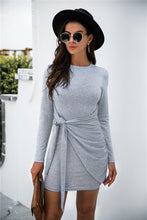 Load image into Gallery viewer, Tied Round Neck Long Sleeve Mini Dress