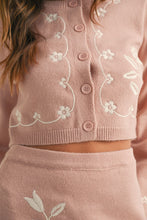 Load image into Gallery viewer, MABLE Floral Embroidered Crop Cardigan and Ruffled Mini Skirt Set