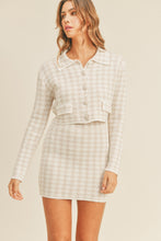 Load image into Gallery viewer, MABLE Houndstooth Cropped Knit Cardigan and Mini Skirt Set