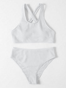 Crisscross Wide Strap Two-Piece Swim Set