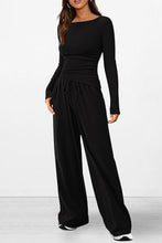 Load image into Gallery viewer, Round Neck Long Sleeve Top and Pants Set