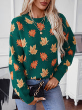 Load image into Gallery viewer, Maple Leaf Round Neck Long Sleeve Sweater