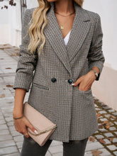 Load image into Gallery viewer, Devine Pocketed Houndstooth Long Sleeve Blazer