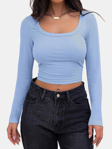 Scoop Neck Long Sleeve T-Shirt