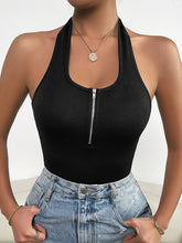 Load image into Gallery viewer, Half Zip Halter Neck Cami