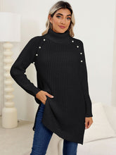 Load image into Gallery viewer, Slit Turtleneck Long Sleeve Sweater