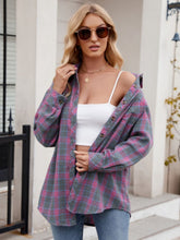 Load image into Gallery viewer, Mandy Pocketed Plaid Collared Neck Long Sleeve Shirt