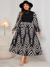 Load image into Gallery viewer, Honey Plus Size Printed Mock Neck Long Sleeve Midi Dress