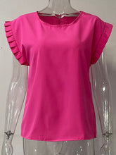 Load image into Gallery viewer, Ruffled Round Neck Cap Sleeve Blouse