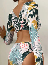 Load image into Gallery viewer, Crisscross Round Neck Long Sleeve Swimwear