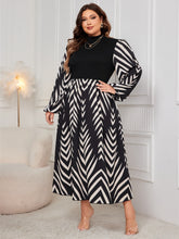 Load image into Gallery viewer, Honey Plus Size Printed Mock Neck Long Sleeve Midi Dress