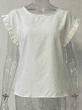 Load image into Gallery viewer, Ruffled Round Neck Cap Sleeve Blouse