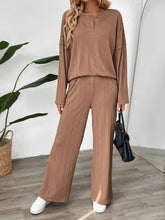 Load image into Gallery viewer, Perfee Quarter Button Long Sleeve Top and Pants Set