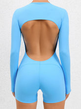 Load image into Gallery viewer, Cutout Round Neck Long Sleeve Active Romper