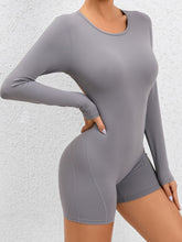 Load image into Gallery viewer, Cutout Round Neck Long Sleeve Active Romper