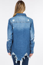 Load image into Gallery viewer, American Bazi Distressed Frayed Hem Denim Jacket