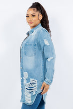 Load image into Gallery viewer, American Bazi Distressed Button Up Long Sleeve Denim Jacket