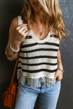 Load image into Gallery viewer, Fringe Striped Scoop Neck Tank