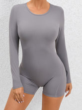 Load image into Gallery viewer, Cutout Round Neck Long Sleeve Active Romper