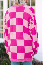 Load image into Gallery viewer, Checkered Open Front Long Sleeve Cardigan