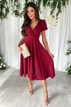 Load image into Gallery viewer, Surplice Puff Sleeve Midi Dress