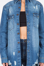 Load image into Gallery viewer, American Bazi Distressed Frayed Hem Denim Jacket