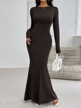 Load image into Gallery viewer, Devine Backless Round Neck Long Sleeve Maxi Dress